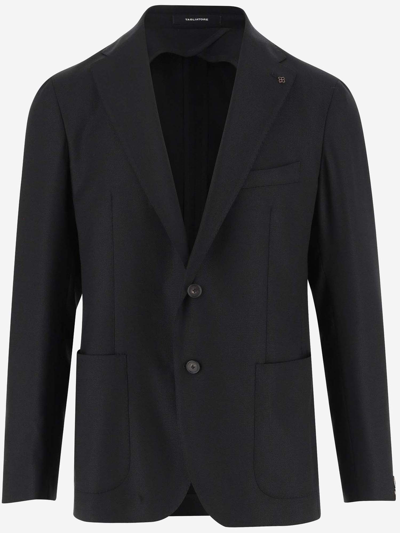 Tagliatore Stretch Wool Single-breasted Jacket In Black