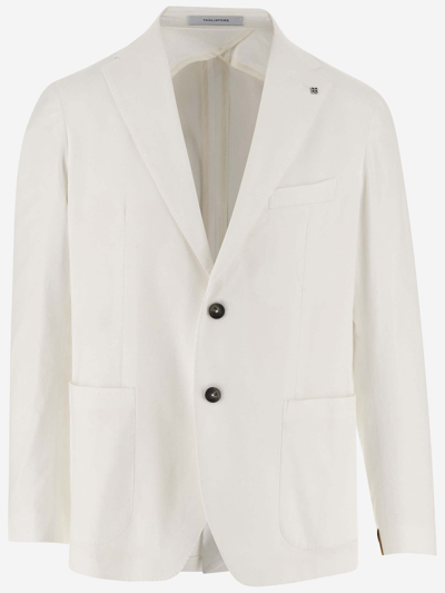 Tagliatore Single-breasted Stretch Cotton Jacket In White