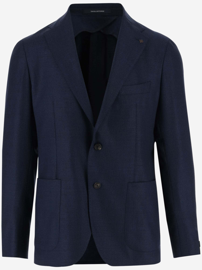 Tagliatore Stretch Wool Single-breasted Jacket In Blue