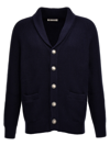 Brunello Cucinelli Shawl-collar Ribbed Cotton Cardigan In Blue