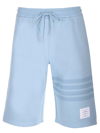 Thom Browne 4-bar Shorts In Cotton Knit In Light Blue