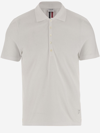 THOM BROWNE COTTON POLO SHIRT WITH TRICOLOR PATTERN