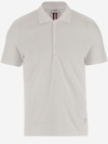 Thom Browne Tricolour Back Stripe Cotton Polo Shirt In White