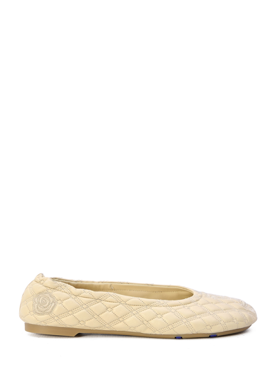 Burberry Sadler Quilted Lambskin Ballerina Flats In Beige