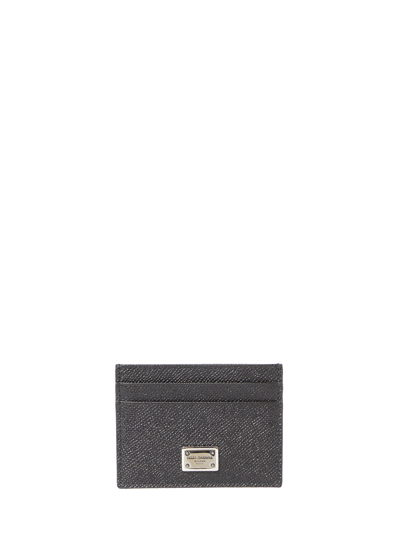 Dolce & Gabbana St Dauphine Logo Plaque Card Holder In Black