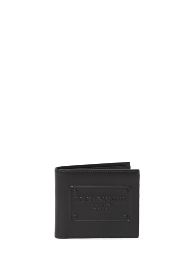 Dolce & Gabbana Bi-fold Wallet In Leather In Black