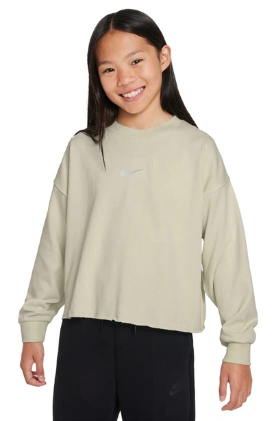 Nike Sportswear Big Kids' (girls') Dri-fit Crew-neck Sweatshirt In Light Bone