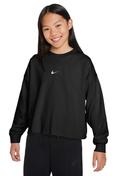 Nike Sportswear Big Kids' (girls') Dri-fit Crew-neck Sweatshirt In Black