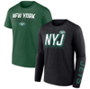 FANATICS FANATICS BRANDED BLACK/GREEN NEW YORK JETS TWO-PACK T-SHIRT COMBO SET