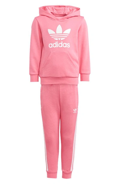 Adidas Originals Kids' Adicolor Hoodie & Joggers Set In Pink Fusion