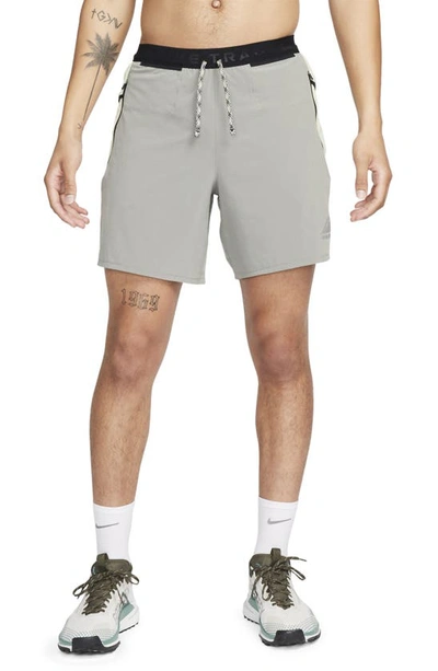 Nike Men's Trail Second Sunrise Dri-fit 7" Brief-lined Running Shorts In Dark Stucco/ Olive/ White