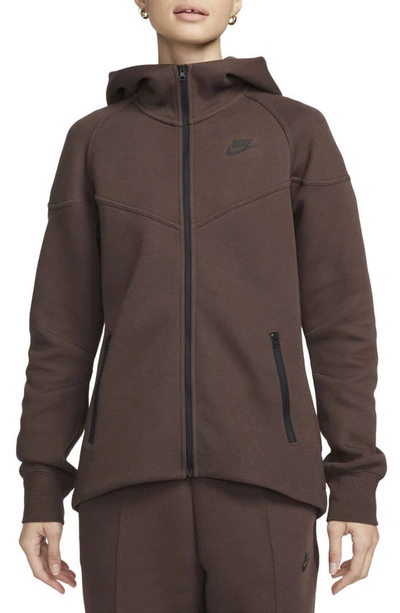 Nike Women's  Sportswear Tech Fleece Windrunner Full-zip Hoodie In Baroque Brown/ Black