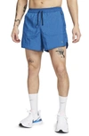Nike Men's Stride Running Division Dri-fit 5" Brief-lined Running Shorts In Blue