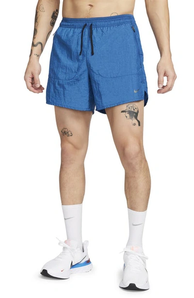 Nike Men's Stride Running Division Dri-fit 5" Brief-lined Running Shorts In Court Blue/ Black