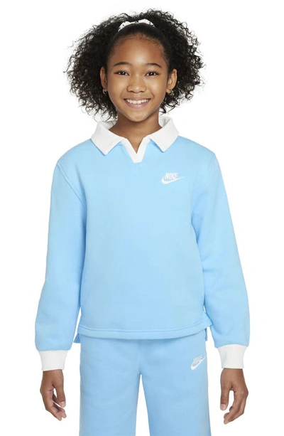 Nike Sportswear Club Fleece Big Kids' (girls') Polo Top In Blue