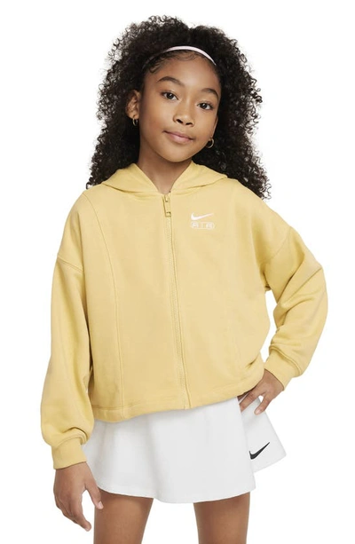 Nike Kids' Women's Air Girls' French Terry Full-zip Hoodie In Yellow