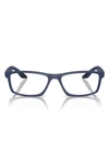 Prada 56mm Rectangular Optical Glasses In Blue Rubber