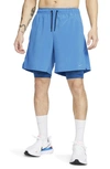 Nike Men's Unlimited Dri-fit 7" 2-in-1 Versatile Shorts In Star Blue/court Blue/black/star Blue
