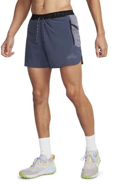 Nike Men's Trail Second Sunrise Dri-fit 5" Brief-lined Running Shorts In Thunder Blue/ Carbon/ Black