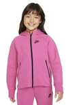 Nike Sportswear Tech Fleece Big Kids' (girls') Full-zip Hoodie In Red