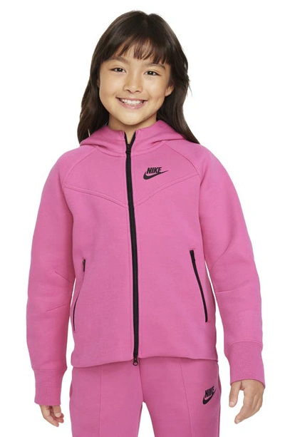 Nike Sportswear Tech Fleece Big Kids' (girls') Full-zip Hoodie In Alchemy Pink/ Black/ Black