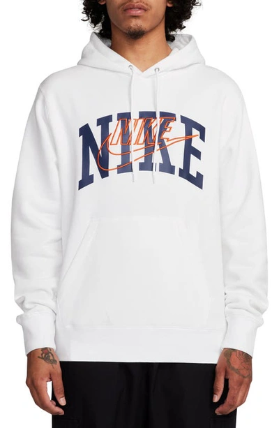 Nike Men's Club Fleece Pullover Hoodie In White