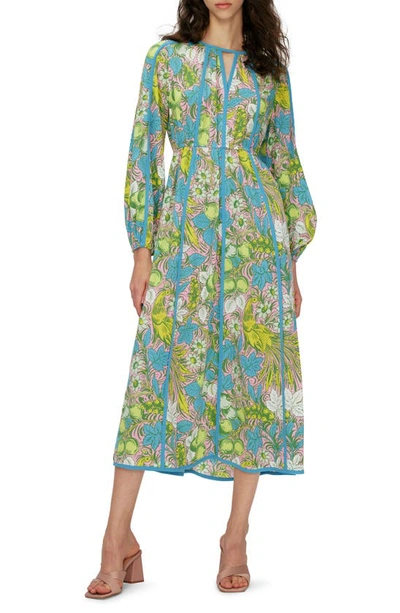 Diane Von Furstenberg Scott Floral Long Sleeve Midi Dress In Birds Of Paradise Pink