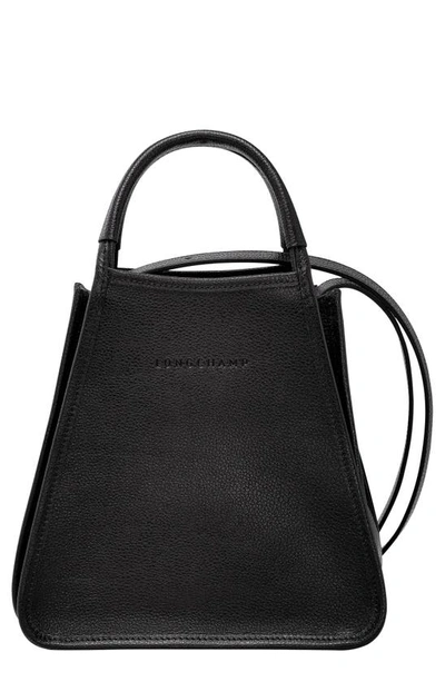 Longchamp Le Foulonné Leather Top Handle Bag In Black