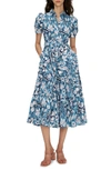 Diane Von Furstenberg Queena Tie Belt Stretch Cotton Midi Dress In Bd Of Paradise Iv