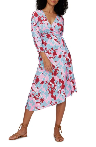 Diane Von Furstenberg Elosie Two Floral Long Sleeve Midi Dress In Earth Floral Mult