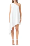 Endless Rose Women's Shoulder Pin Tucked Asymmetrical Mini Dress In Off White
