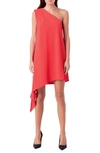 Endless Rose Women's Shoulder Pin Tucked Asymmetrical Mini Dress In Red