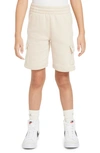 Nike Kids' Club Fleece Cargo Shorts In Sanddrift/ White
