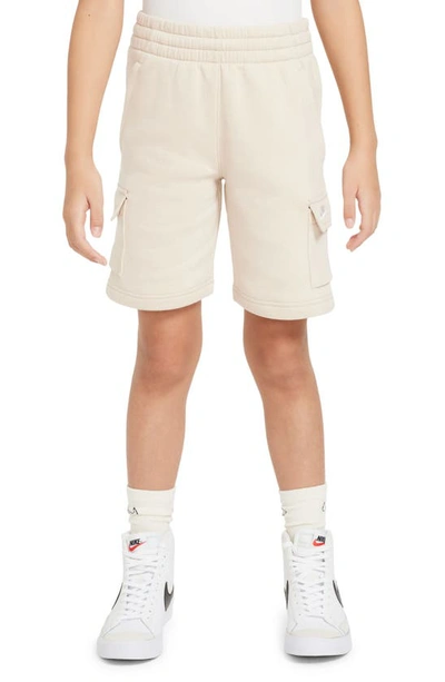 Nike Kids' Club Fleece Cargo Shorts In Sanddrift/ White