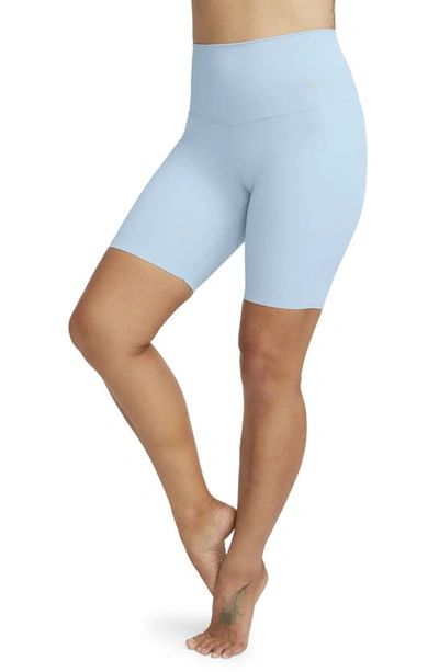 Nike Women's Zenvy Gentle-support High-waisted 8" Biker Shorts In Light Armory Blue