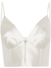 CHRISTOPHER JOHN ROGERS NEUTRAL ZIPPED BRALETTE TOP