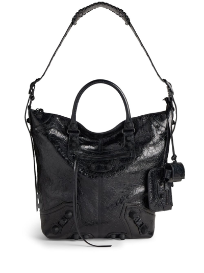 Balenciaga Le Cagole 皮质托特包 In Black