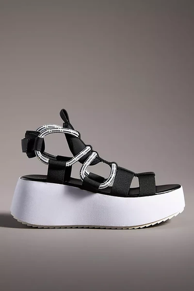 Silent D Sporty Wedge Sandals In Black