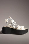 Silent D Sporty Wedge Sandals In White