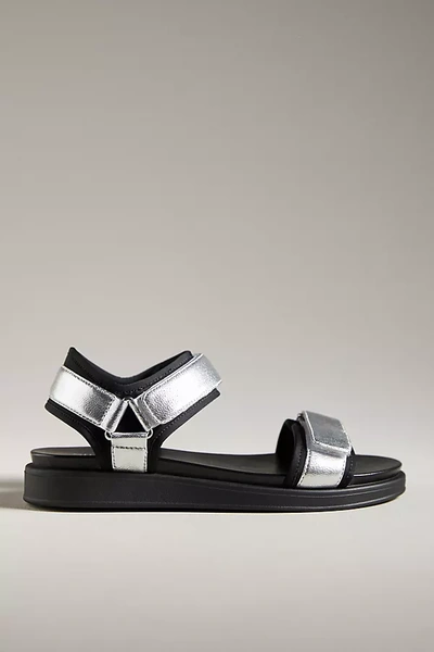 Silent D Sporty Sandals In Silver