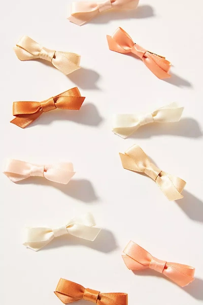 By Anthropologie Small Silky Bow Clips, Set Of 10 In Orange