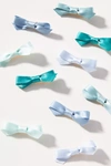 By Anthropologie Small Silky Bow Clips, Set Of 10 In Mint