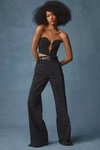 Good American Womens Black Good Ease Rhinestone-embellished Wide-leg Recycled Denim-blend Jeans In Black