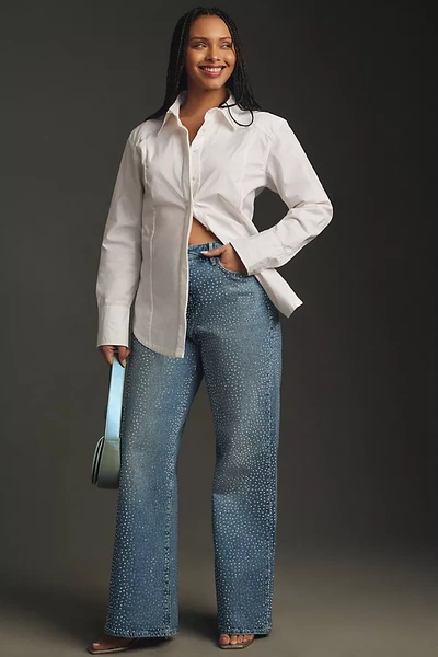 Good American Good Ease High-rise Wide-leg Jeans In Blue