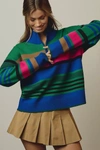 Maeve Mock-neck Half-zip Sweater In Blue