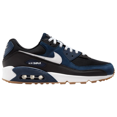 Nike Mens Midnight Navy White Blac Air Max 90 Mesh And Leather Low-top Trainers In Gum Medium Brown/white/midnight Navy