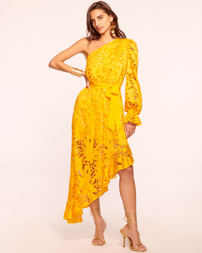 Ramy Brook Jayda One-shoulder Cutout Dress In Yuzu