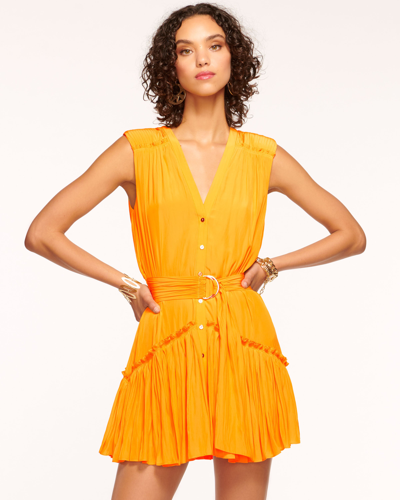 Ramy Brook Miley Sleeveless Button-front Mini Dress In Yuzu