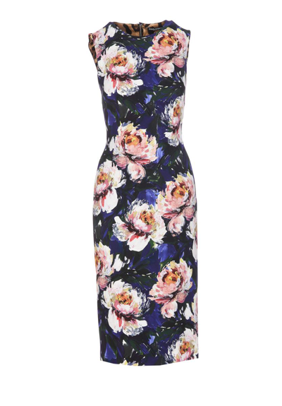 Dolce & Gabbana Floral Cady Midi Dress In Multicolour