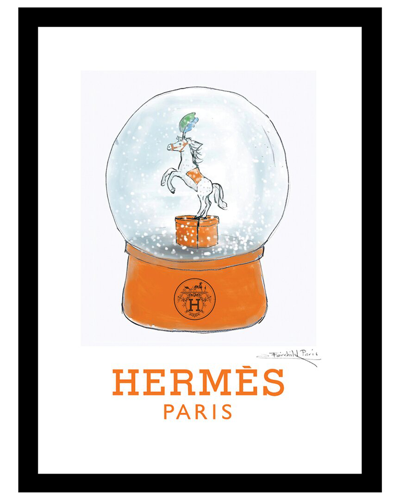 Fairchild Paris Hermes Horse Snow Globe Framed Print Wall Art In Black